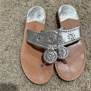 Jack Rogers Silver Leather Sandals